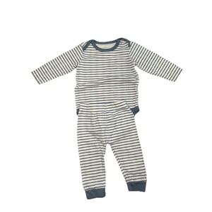 Primark 2 Piece Pajama Set Long Sleeve And Pants Blue White Striped 6-9 Month